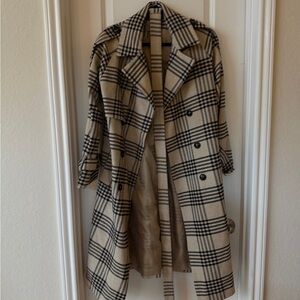 ASOS Plaid Double-Breasted Trench Coat